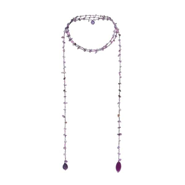 slide 1 of 10, Handmade Sparkling Aura Purple Amethyst-Agate Lariat Necklace (Thailand)