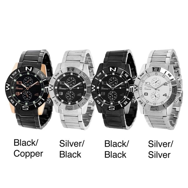 Geneva Platinum Men's Chronograph Style Moisture Resistant Link Watch Geneva Men's Geneva Watches