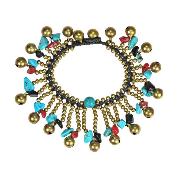 Handmade Tribal Dancer Material Jingle Bell Bracelet (Thailand)