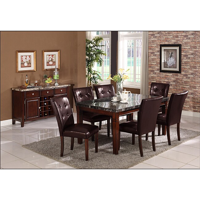 Radian Black Marble 7piece Dining Set with Brown Chairs Free