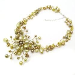 Golden Sunflower Blossom Freshwater Dyed Pearl Necklace (Thailand) Necklaces