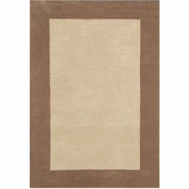 Handmade Alexa Zen Solid Border Ivory Wool Rug (83 X 11)