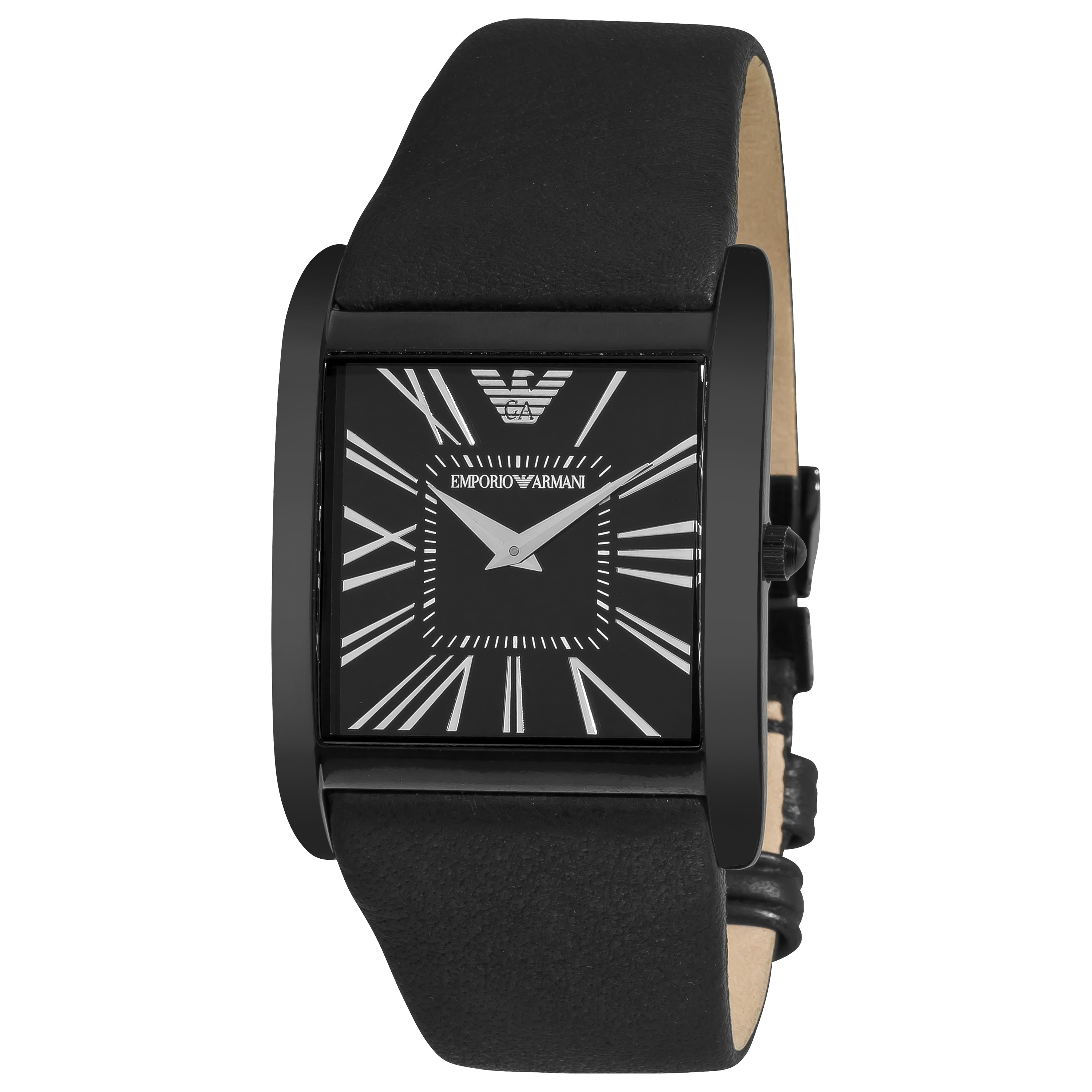 Shop Emporio Armani 'Slim' Men's Black Leather Strap Watch - Free ...