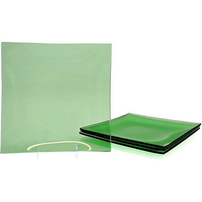 Jewel Green Tempered Glass Appetizer Plate Set Free Shipping On