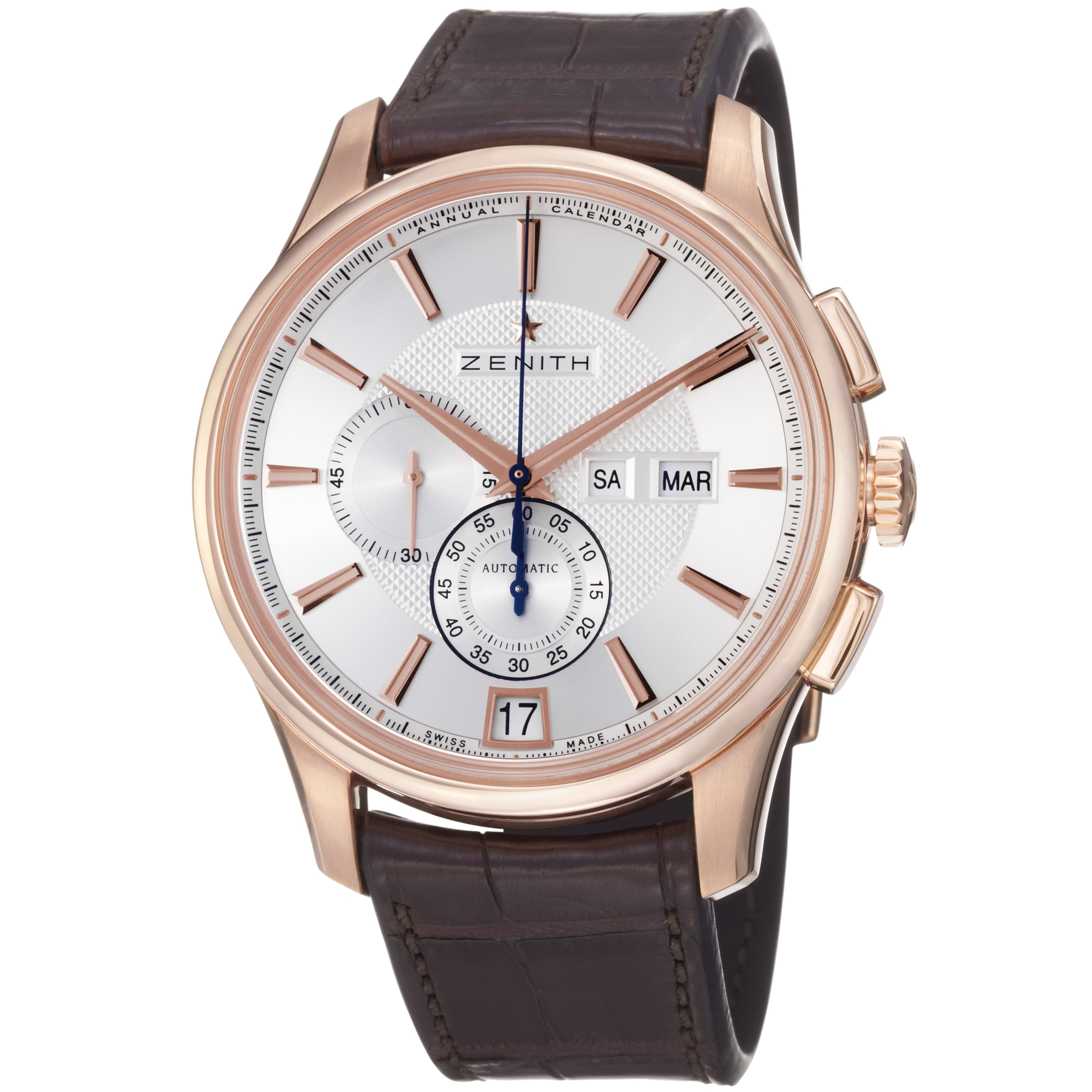 Zenith Men's 18.2070.4054/02.C711 'Class Winsor' Rose Gold Leather ...