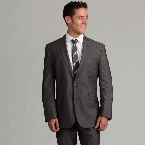 Kenneth Cole Reaction Men's Grey Striped 2-piece Suit FINAL SALE
