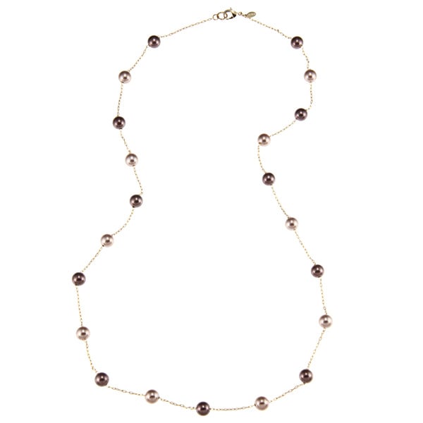 Roman Goldtone Champagne and Brown Faux Pearl 30 inch Necklace Roman Fashion Necklaces