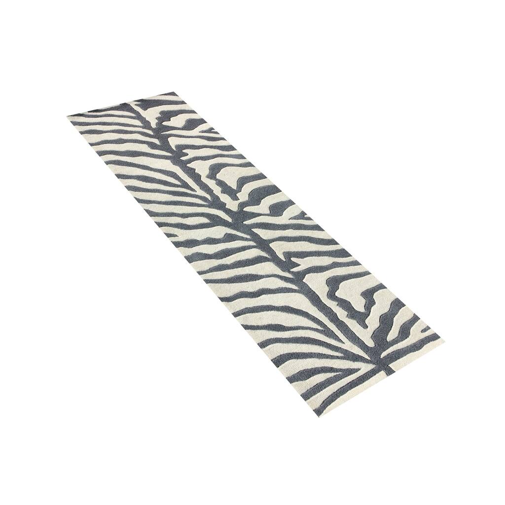 Alliyah Handmade Grey New Zealand Blend Wool Rug - 3' x 10'