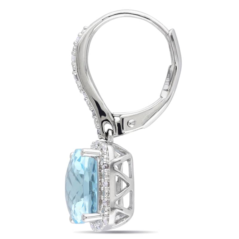Miadora Sterling Silver 8 1/2 ct TGW Blue Topaz and 1/5 ct TDW Earrings (G-H, I3)