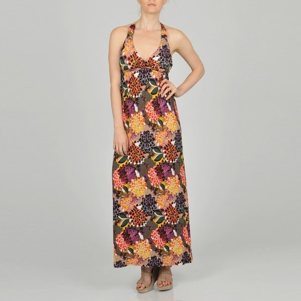 LA Gold Women's Brown Allover Floral Maxi Dress L.A. Gold Casual Dresses