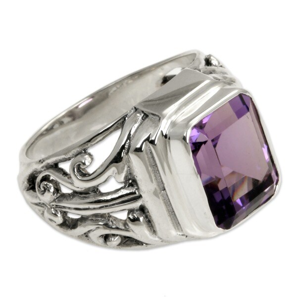 Handmade "Wisdom Warrior" 3 Carat Purple Amethyst Stone .925 Sterling Silver Ring