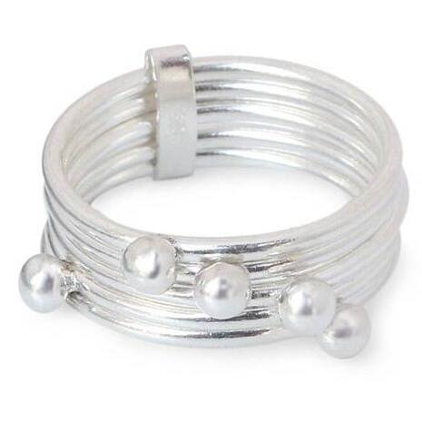 Handmade Set of 5 Sterling Silver 'Planets' Stacking Rings (Thailand)