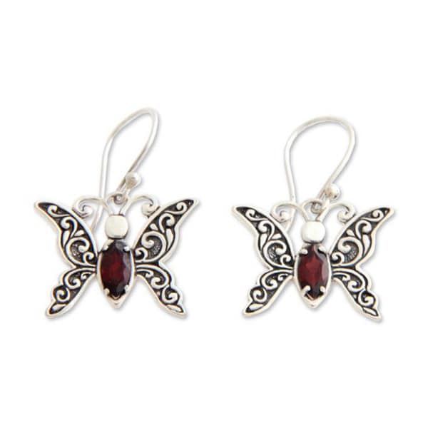 Handmade Sterling Silver Baby Erfly Garnet Dangle Handmade Sterling Silver X27 Baby Erfly Garnet Dangle Earrings