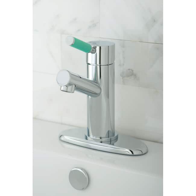 Green Lever Straight Chrome Bathroom Faucet