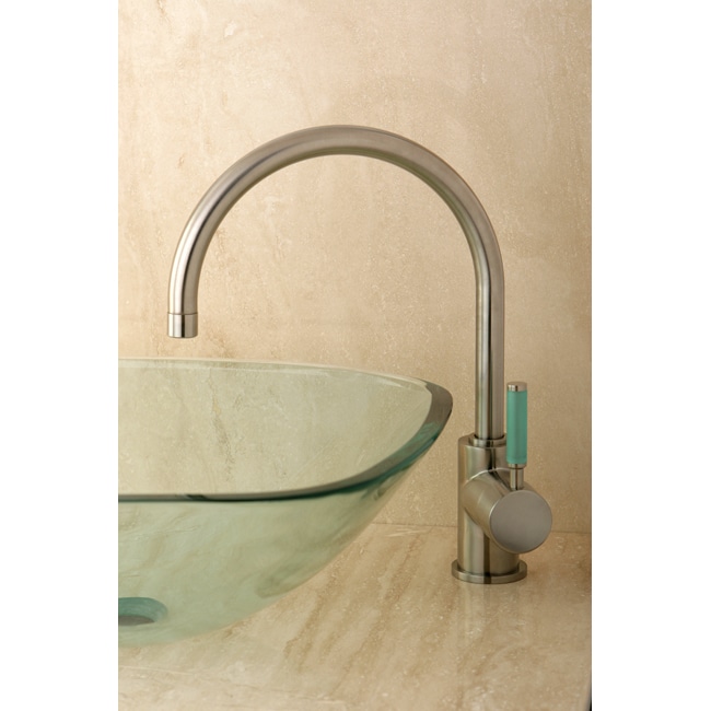 Green Lever High Arc Satin Nickel Vessel Faucet