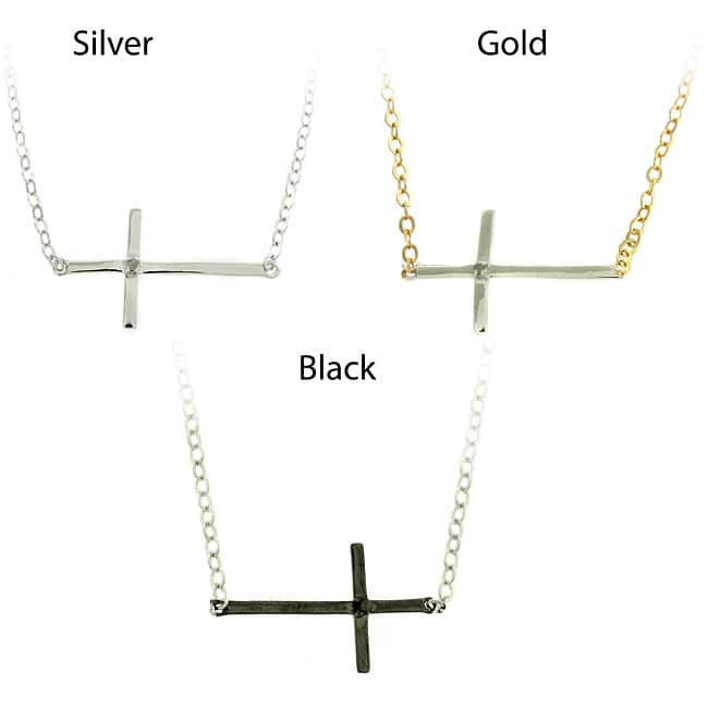 Finesque Silver Overlay Diamond Accent Cross Necklace