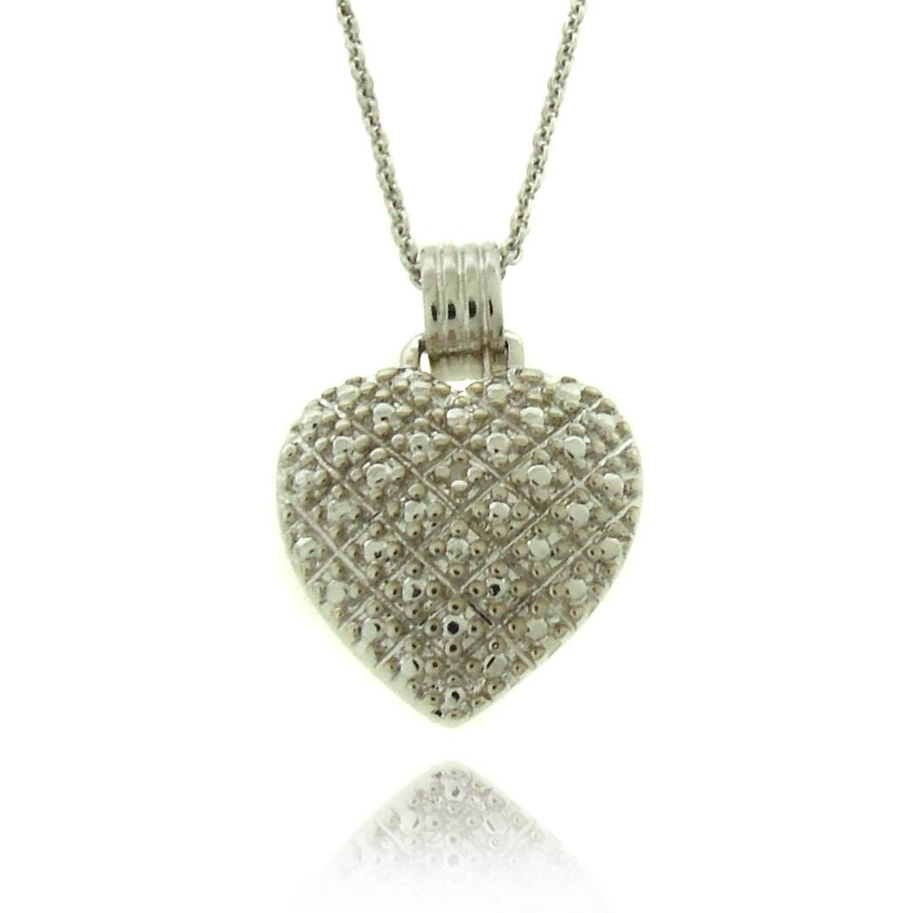 Finesque Silver Overlay Diamond Accent Heart Necklace
