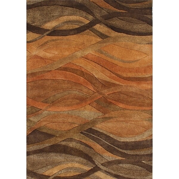 Alliyah Handmade Multi Abstract New Zealand Blend Wool Rug - 6' x 9'