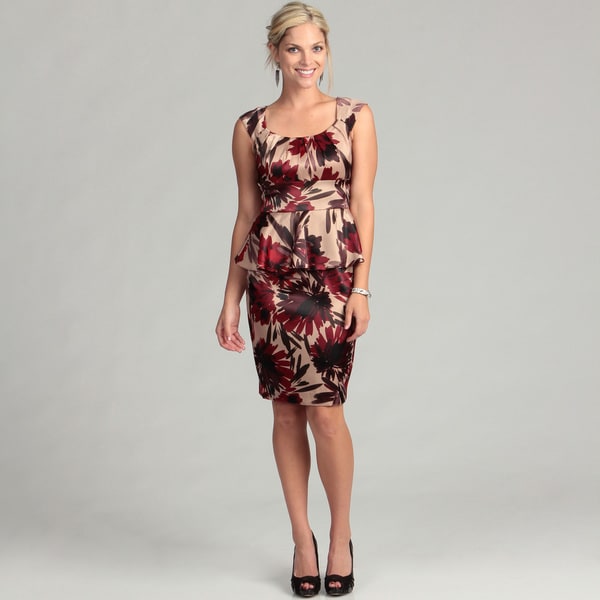 London Times Women's Floral Peplum Dress London Times Casual Dresses