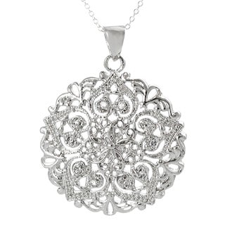 Tressa Sterling Silver Cubic Zirconia Filigree Detail Necklace Tressa Cubic Zirconia Necklaces