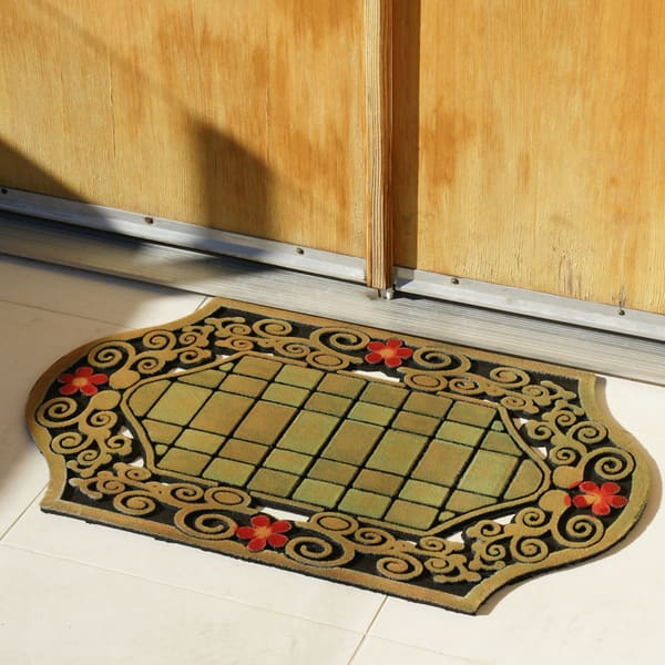 Shop Rubber Cal Pristine Decorative Rubber Door Mat 18 X 32 18 X 32 Overstock 6666161