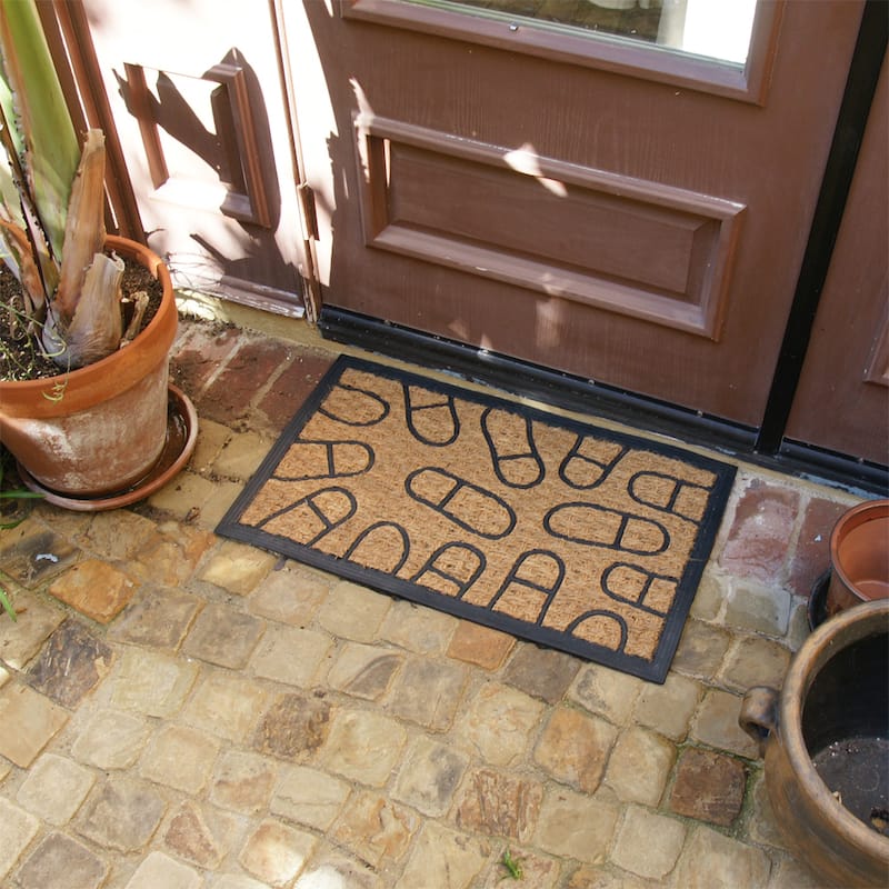 Rubber-Cal 'Coming and Going' Coco Rubber Doormat (18" x 30")