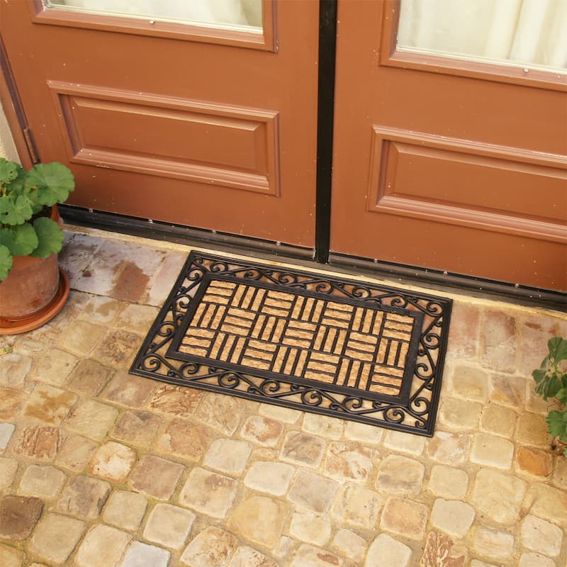 Rubber-Cal "Live in Harmony" Outdoor Rubber Coir Decorative Doormat, 18 x 30-Inch