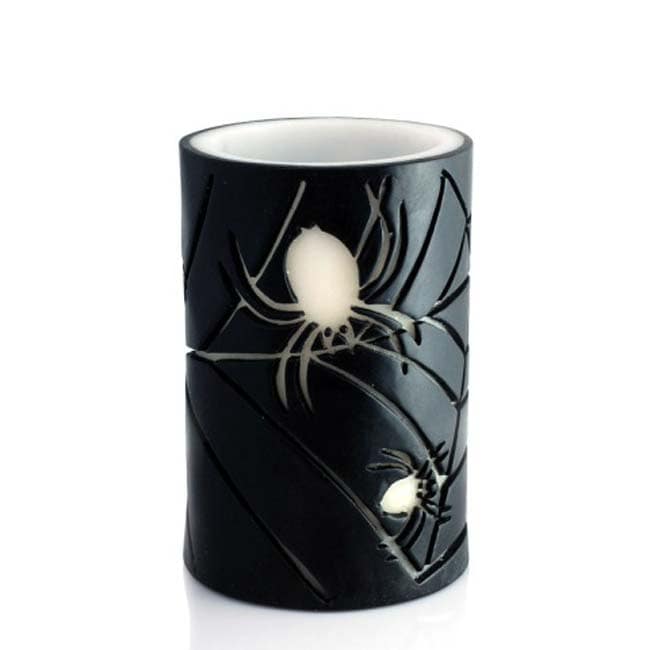 Halloween Spider 4x6 inch Candle Luminary (Black with WhiteMaterials Paraffin Wax/ Cotton WicksSize 6 inches high x 4 inches diameter  6 inches high x 4 inches diameter  )