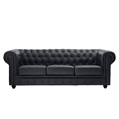 Black Leather Chesterfield Sofa