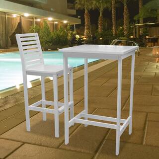 Bradley Outdoor Wood Bar Table and Bar Chair