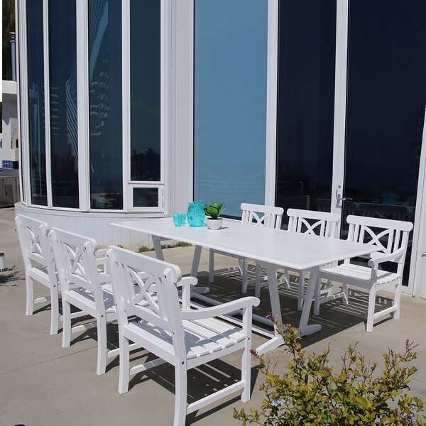 Bradley Rectangular Extension Table And Armchair Outdoor Seven Bradley Rectangular Extension Table And Armchair Outdoor Seven Piece Wood Dining Set