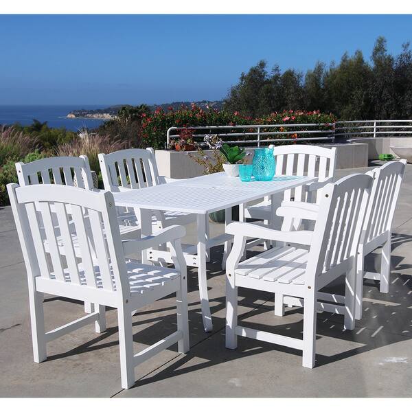Surfside Rectangular Table and Arm Chair Outdoor Wood Dining Set by