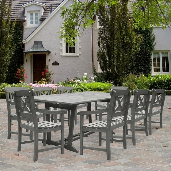 Renaissance Rectangular Outdoor Hand-Scraped Hardwood Dining Set