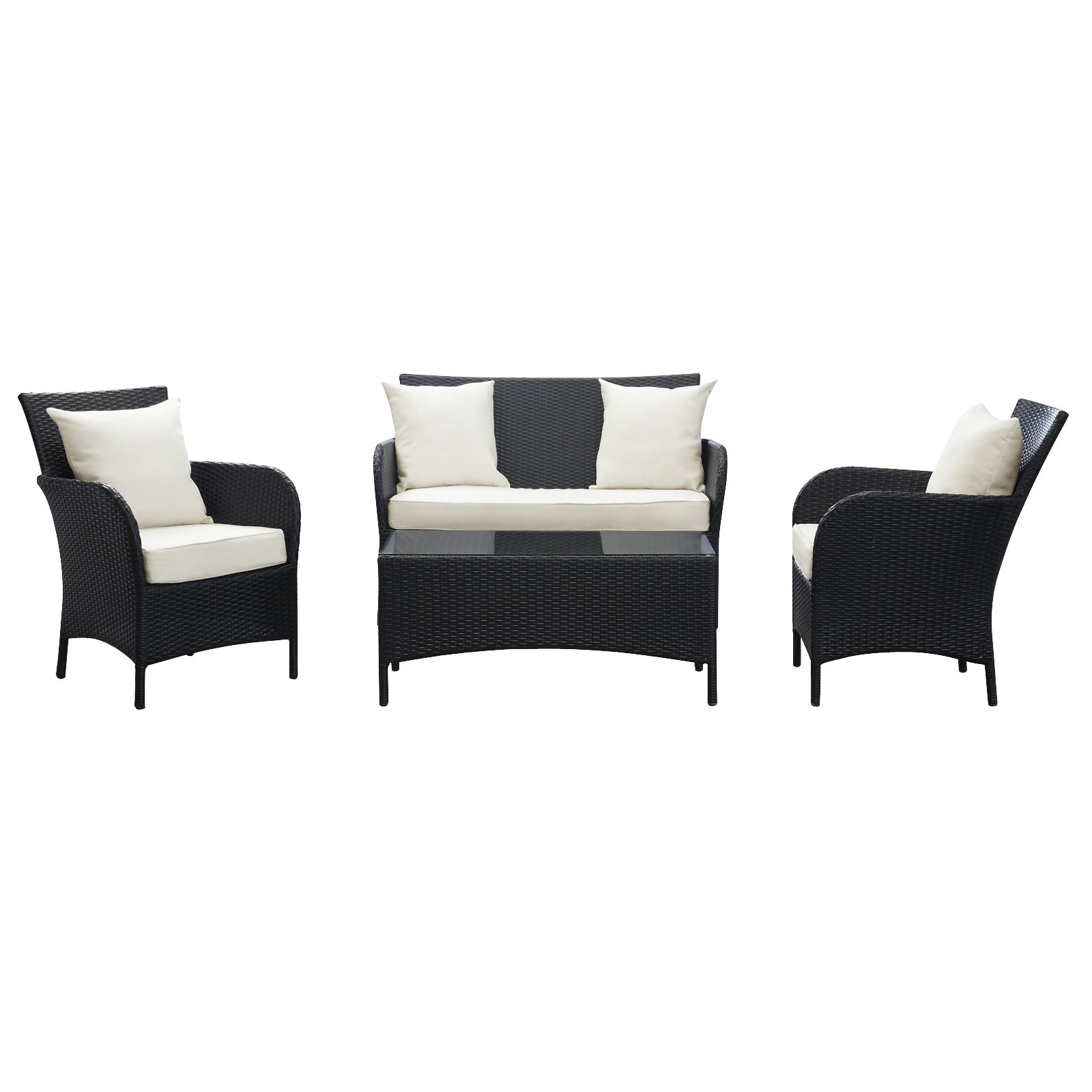 Modway Thrive Espresso With White Cushions 4 piece Outdoor Rattan Set Espresso Size 4 Piece Sets