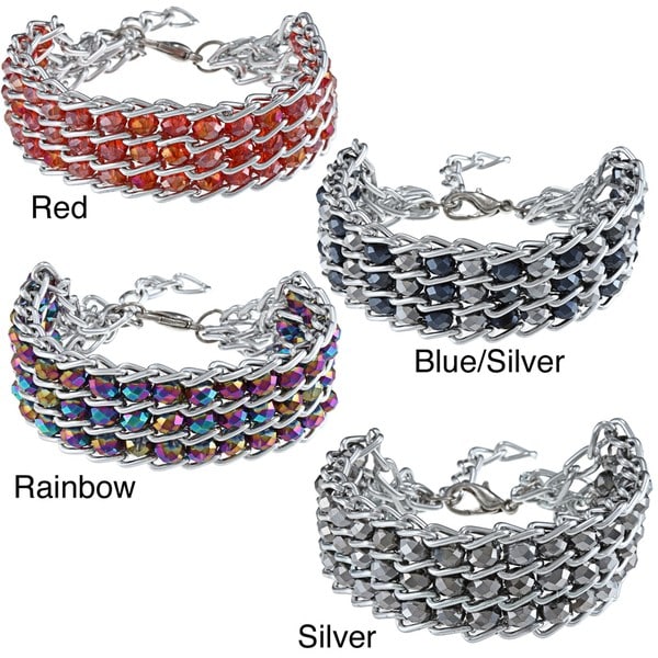 La Preciosa Silvertone Triple Row Hematite Beads Bracelet La Preciosa Crystal, Glass & Bead Bracelets