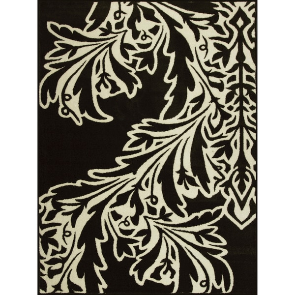 Allestra Flamenco Black Rug (4' x 6') 3x5   4x6 Rugs