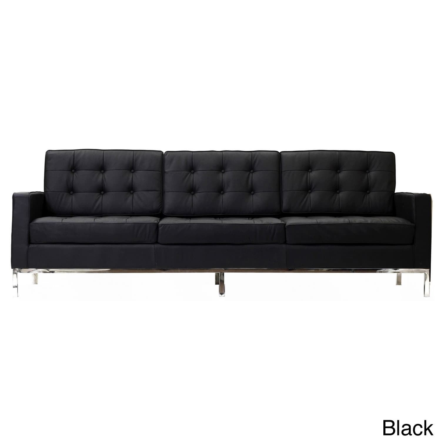 Florence Style Sofa In Black Genuine Leather