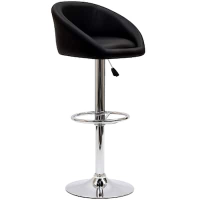 Marshmallow Black and Chrome Barstool