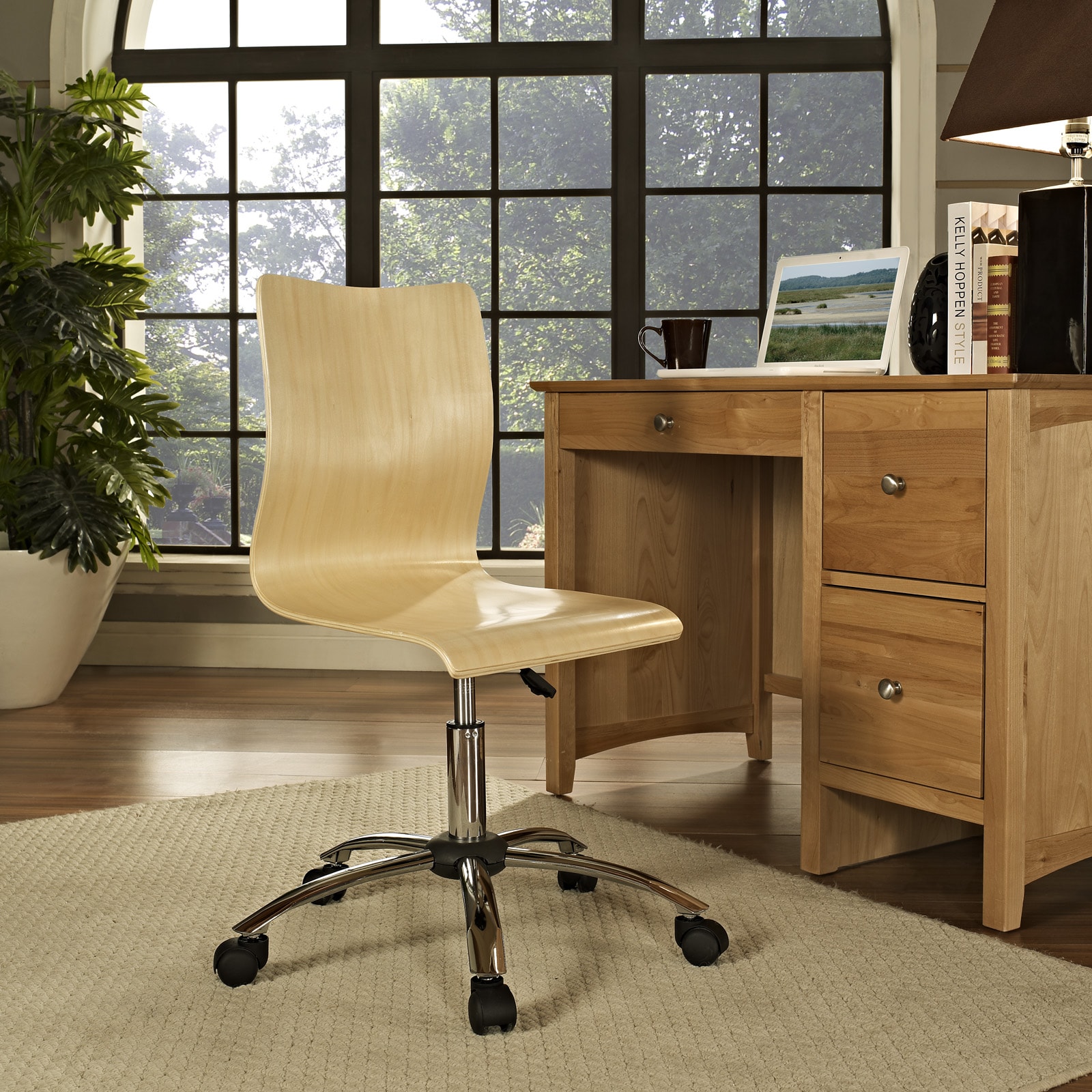 Natural Molded Plywood Swivel Office Chair