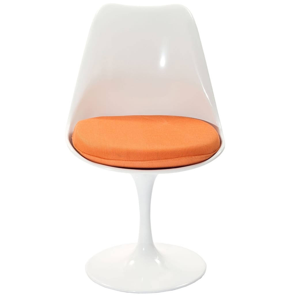 Eero Saarinen Style Tulip Dining Chair with Orange Cushion