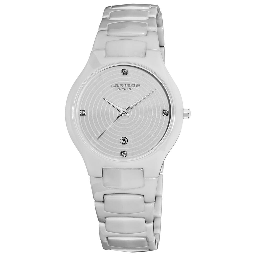Akribos XXIV White Women's Quartz Slim Ceramic Watch
