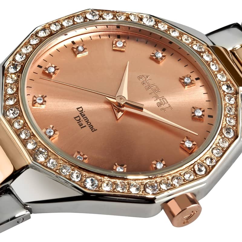 August Steiner Women's Diamond Water-Resistant Swiss-Quartz Two-Tone Bracelet Watch