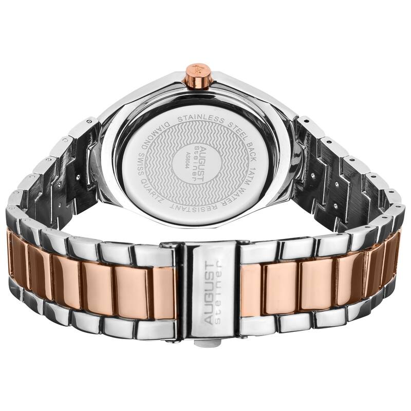 August Steiner Women's Diamond Water-Resistant Swiss-Quartz Two-Tone Bracelet Watch