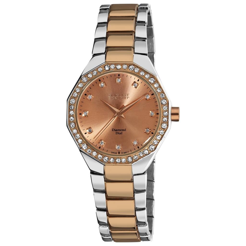 August Steiner Women's Diamond Water-Resistant Swiss-Quartz Two-Tone Bracelet Watch