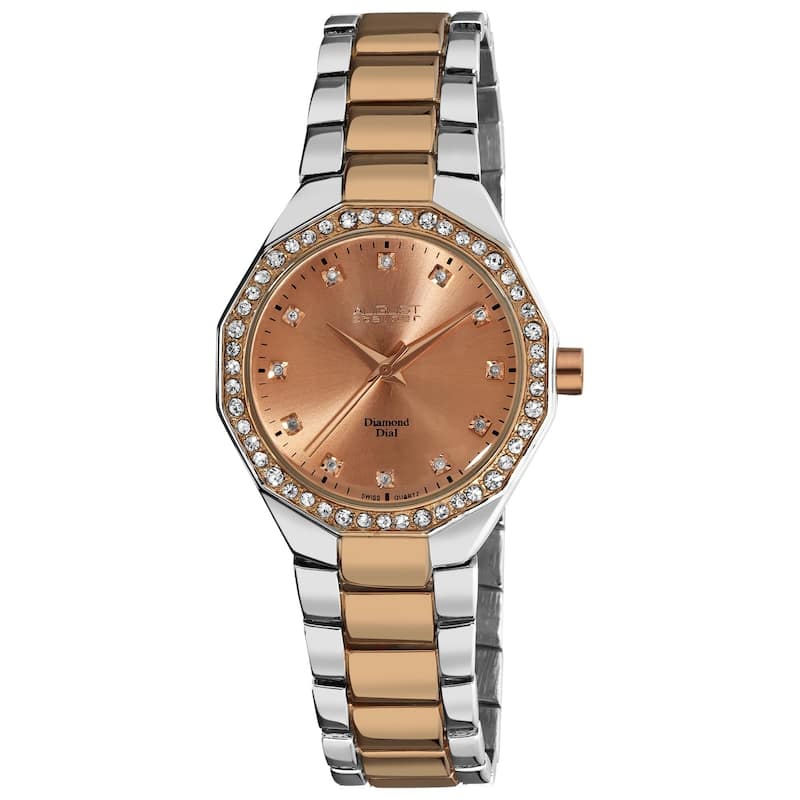August Steiner Women's Diamond Water-Resistant Swiss-Quartz Two-Tone Bracelet Watch