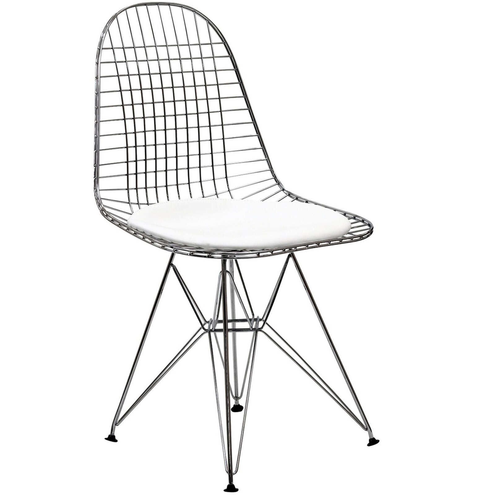 Wire Tower White Vinyl CushionDining Chair