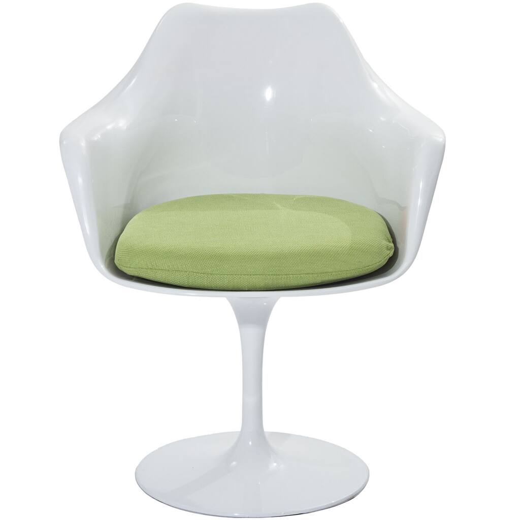 Eero Saarinen Style Tulip Arm Chair with Green Cushion