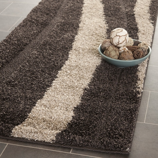 Ultimate Dark Brown/ Cream Shag Rug (23 X 11)