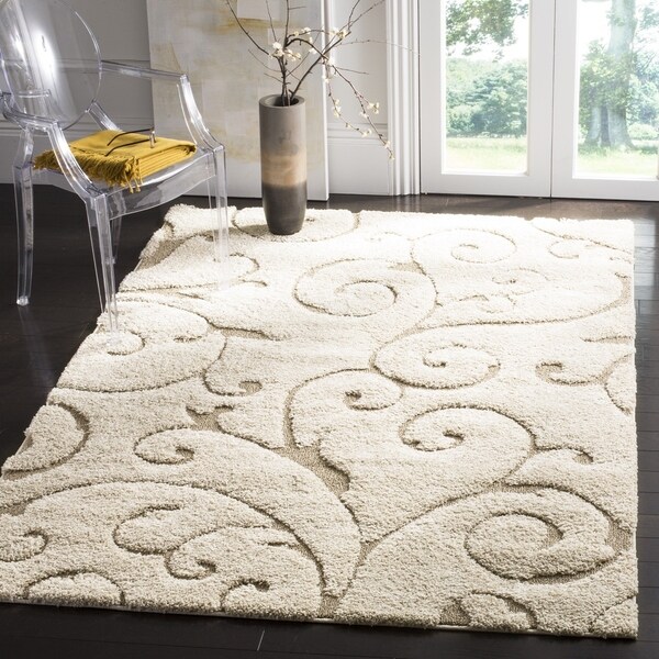 Safavieh Florida Shag Scrollwork Elegance Cream/ Beige Rug - 9'6 x 13'