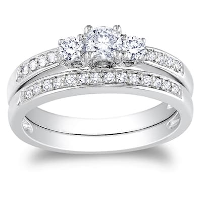 Miadora 14k White Gold 1/ 2ct TDW Diamond Bridal Ring Set (G-H, I1-I2)